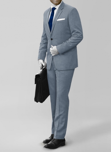 Napolean Powder Blue Sharkskin Wool Suit