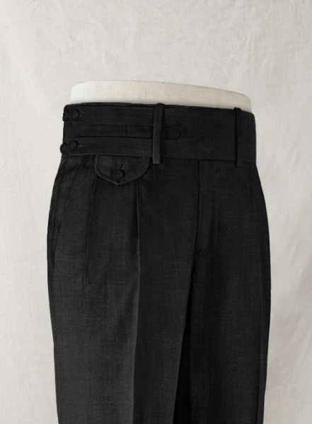 Napolean Stone Black Double Gurkha Wool Trousers