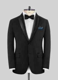 Worsted Dark Charcoal Wool Tuxedo Jacket