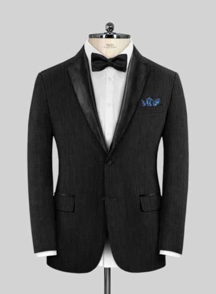 Worsted Dark Charcoal Wool Tuxedo Jacket