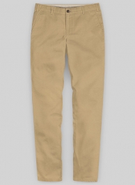 Khaki Feather Cotton Canvas Stretch Chino Pants