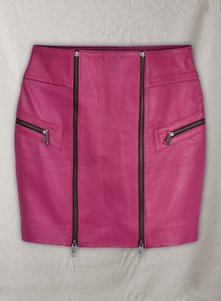 Front Zipper Leather Mini Skirt - # 143