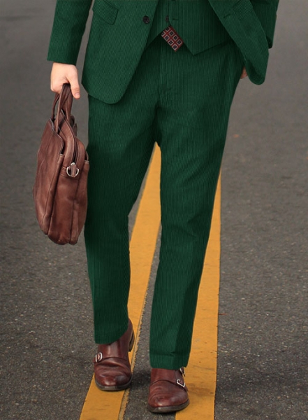 Green Thick Stretch Corduroy Pants