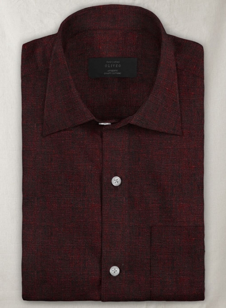 Dublin Wine Linen Shirt - Half Sleeves