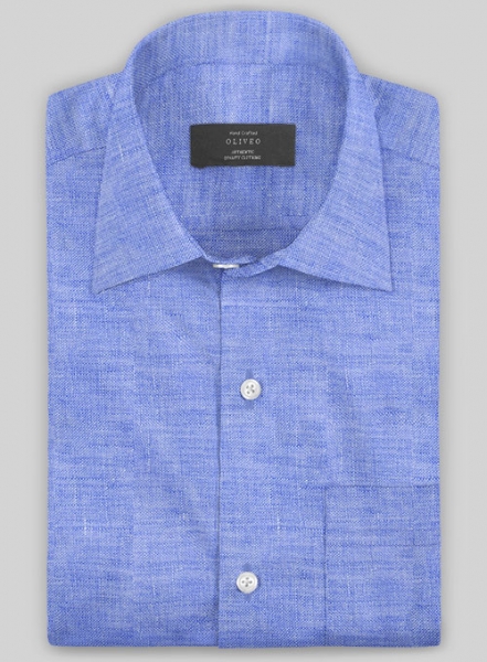 European Jordy Blue Linen Shirt - Half Sleeves