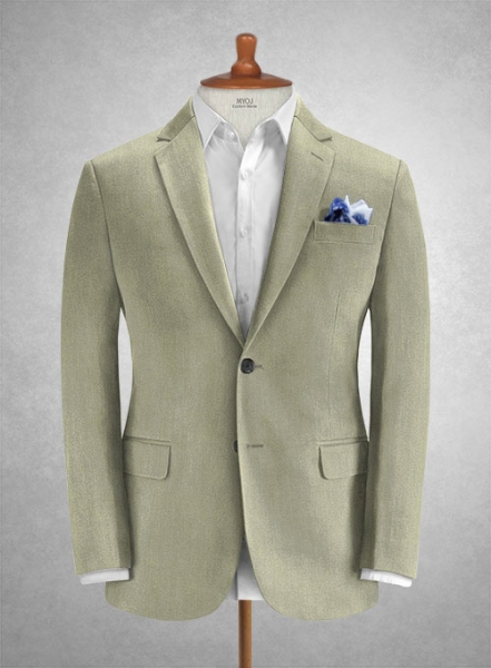 Caccioppoli Herringbone Solar Green Cotton Suit