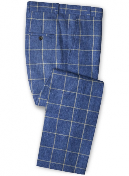 Solbiati Blue Windowpane Linen Suit