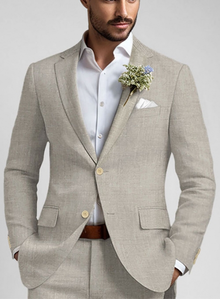 Ivy Beige Pure Linen Suit