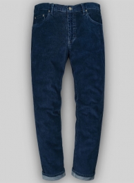 Indigo Corduroy Stretch Jeans - Hard Wash