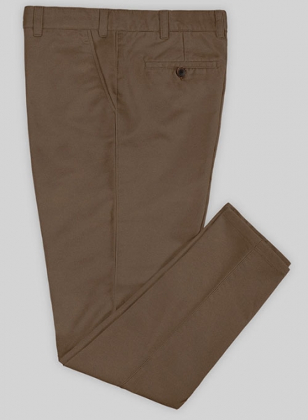 Brown Feather Cotton Canvas Stretch Chino Pants