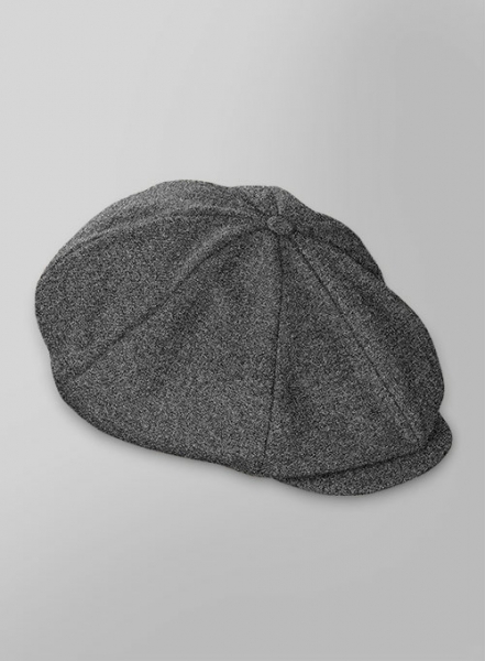 Vintage Plain Dark Gray Tweed Newsboy Cap