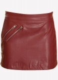 Zipper Leather Mini Skirt