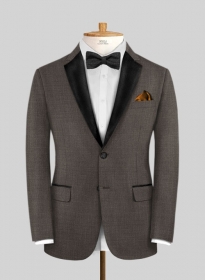 Napolean Sharkskin Brown Wool Tuxedo Jacket