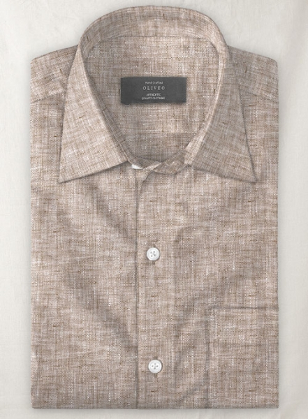 European Brown Linen Shirt - Half Sleeves