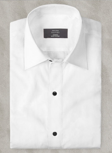 Plain Front White Tuxedo Shirt