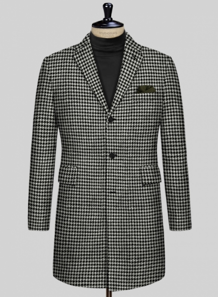 Big Houndstooth BW Tweed Overcoat