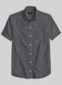 European Anchor Gray Linen Shirt - Half Sleeves