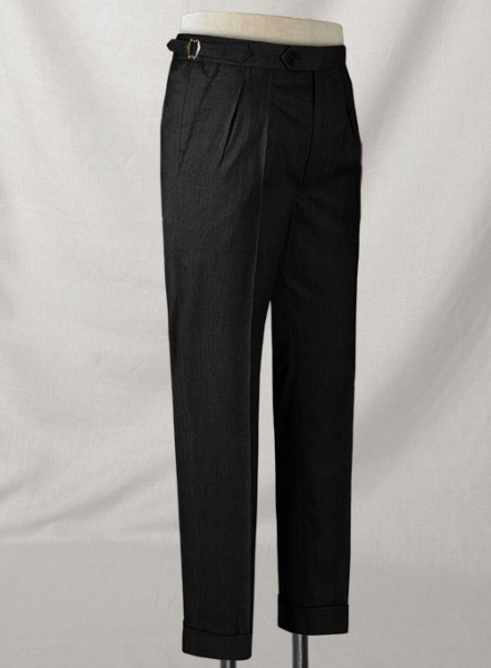 Napolean Stretch Black Highland Wool Trousers