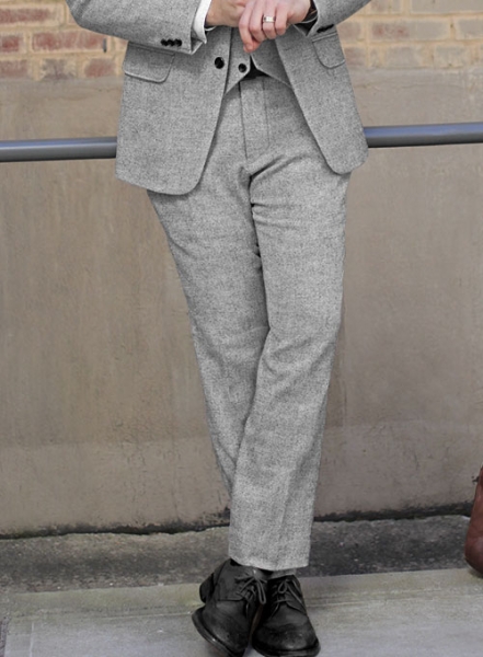 Rope Weave Light Gray Tweed Suit