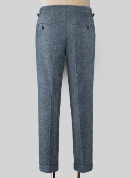 Vintage Herringbone Blue Highland Tweed Trousers