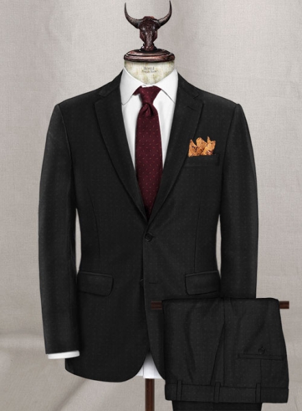 Napolean Polka Black Wool Suit