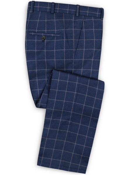 Blue Windowpane Flannel Wool Pants : Made To Measure Custom Jeans For ...