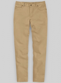 Khaki Feather Cotton Canvas Stretch Jeans