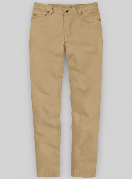 Khaki Feather Cotton Canvas Stretch Jeans