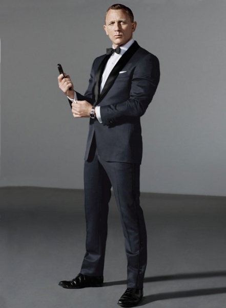 James Bond Skyfall Blue Wool Tuxedo Suit