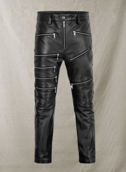 Leather Zipper Jeans - Style # 9