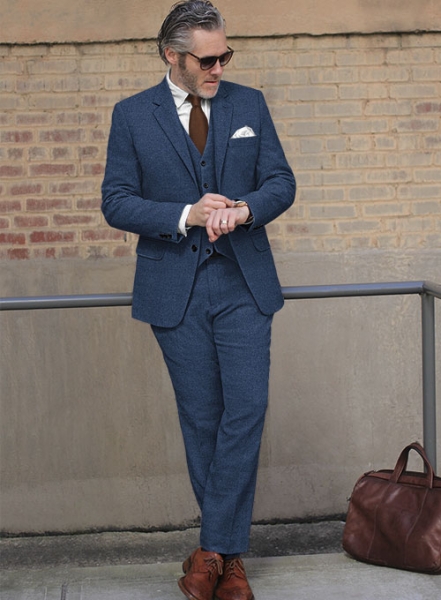 Rope Weave Persian Blue Tweed Suit