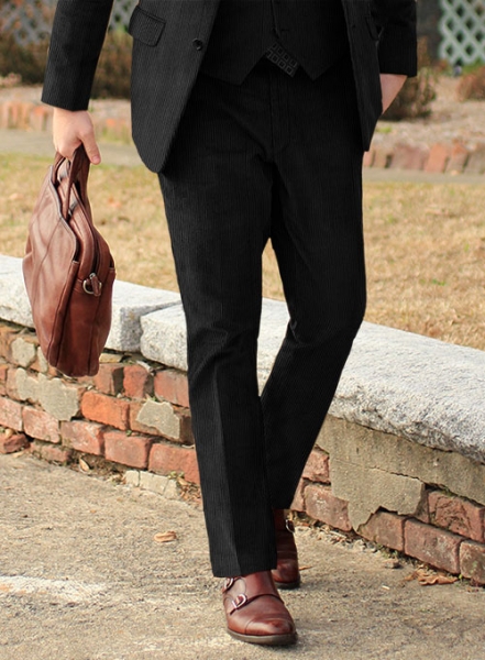 Black Stretch Corduroy Suit