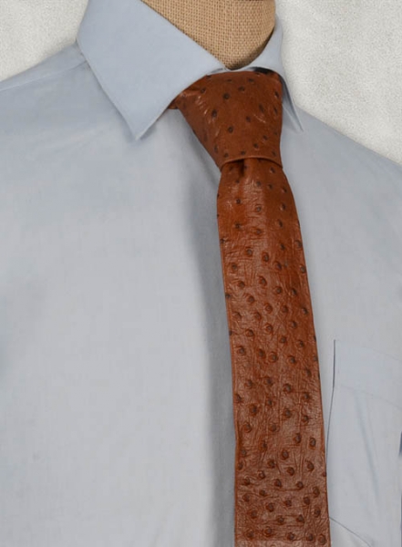 Brown Ostrich Leather Tie