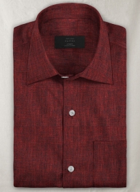 European Falu Red Linen Shirt - Full Sleeves