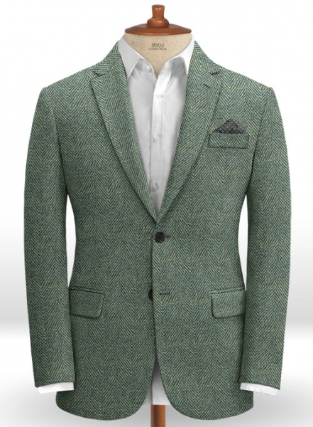 Harris Tweed Wide Herringbone Green Suit