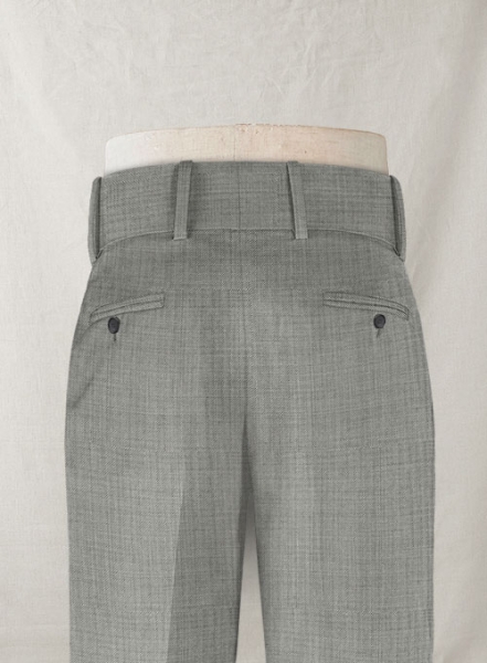 Napolean Sharkskin Light Gray Double Gurkha Wool Trousers