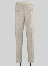 Vintage Herringbone Light Beige Highland Tweed Trousers