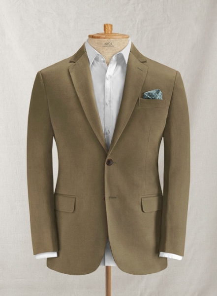 Dark Beige Feather Cotton Canvas Stretch Jacket