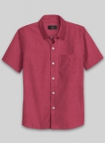 European Melon Red Linen Shirt - Full Sleeves