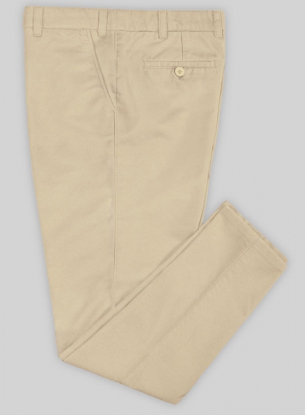 Beige Feather Cotton Canvas Stretch Chino Pants