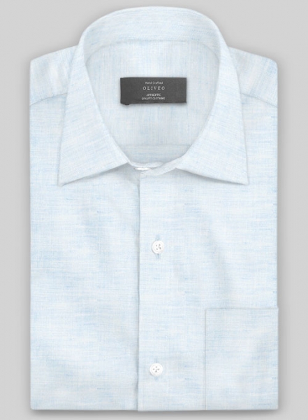 European Pale Blue Linen Shirt - Full Sleeves