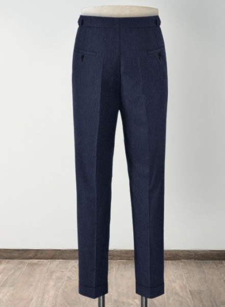 Indigo Blue Highland Flannel Wool Trousers