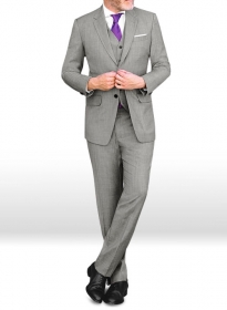 Sharkskin Light Gray Wool Suit