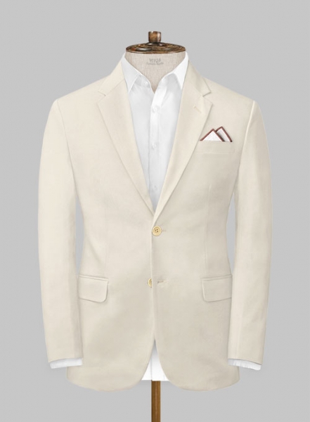 Light Beige Feather Cotton Canvas Stretch Jacket