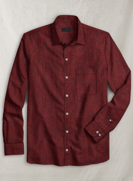 European Falu Red Linen Shirt - Full Sleeves