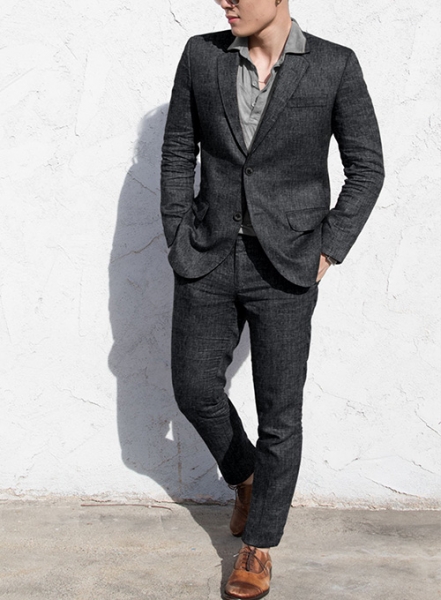 Slate Gray Pure Linen Suit