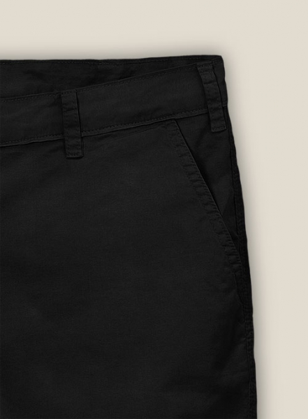 Black Cotton Power Stretch Chino Shorts