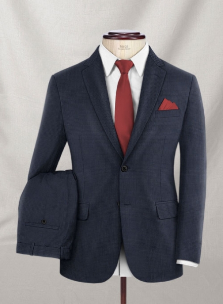 Napolean Mini Houndstooth Blue Wool Suit