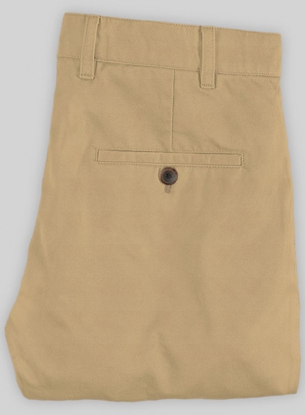 Khaki Feather Cotton Canvas Stretch Chino Pants