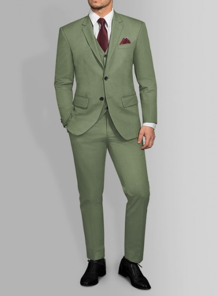 Green Cotton Power Stretch Chino Suit